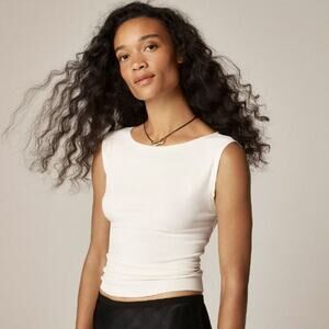 J. Crew Women's Sleeveless Refined Rib Shell Tank Top CC983 Ivory Size S NWT